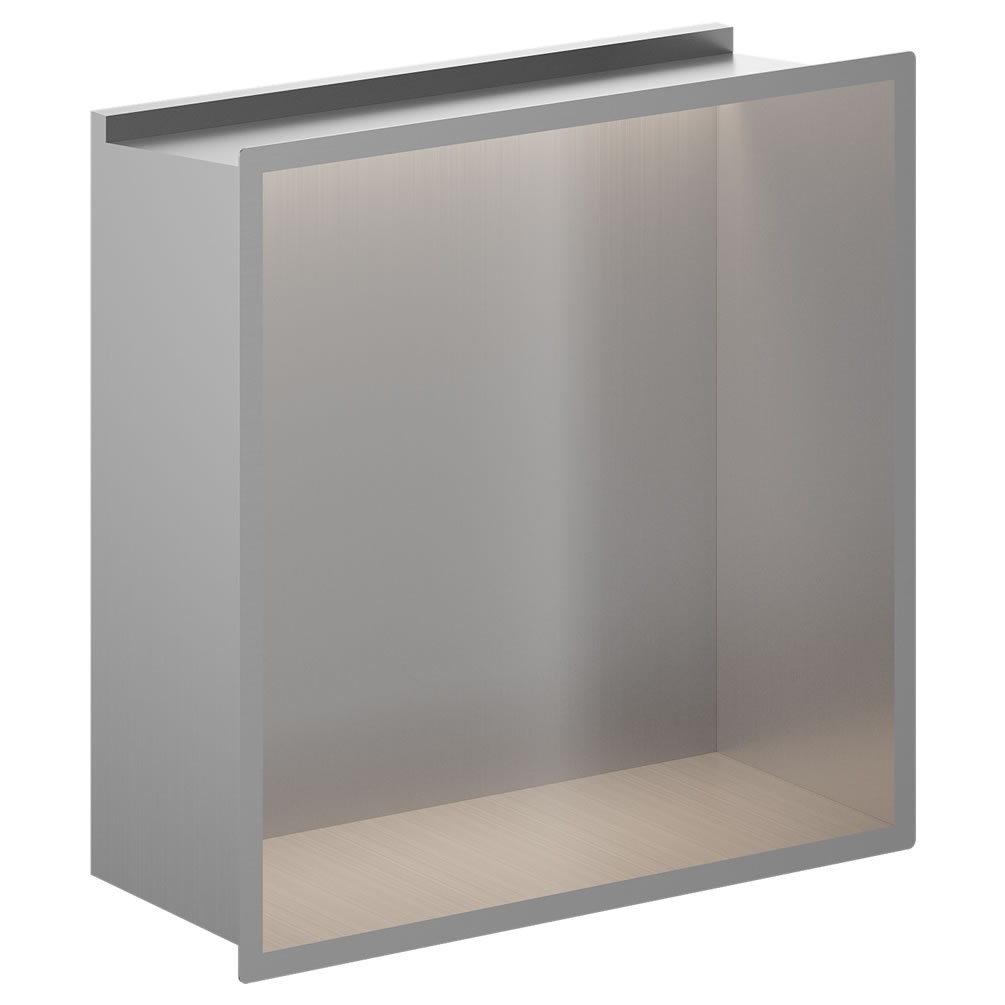 Cutout image of Crosswater Brushed Stainless Steel 305mm LED Shower Niche
